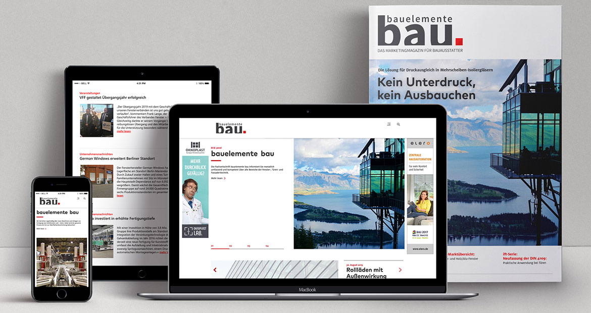Fachzeitschrift bauelemente bau - Ansicht Zeitschrift auf verschiedenen Devices